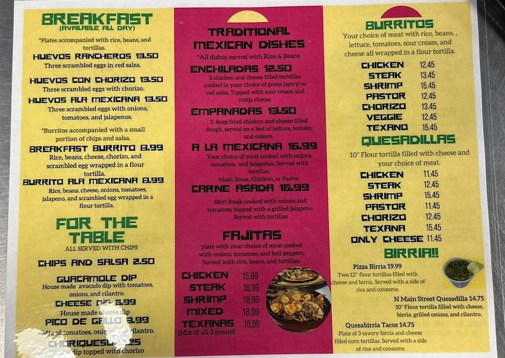 N Main Street Tacos Menu image 1