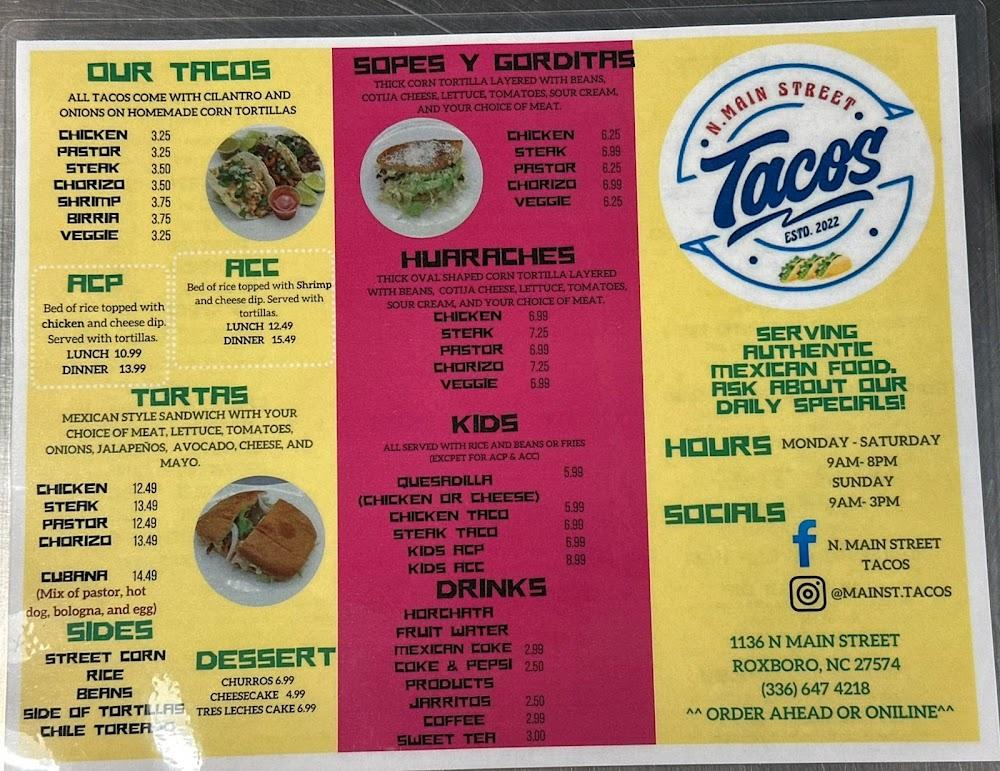 N Main Street Tacos Menu image 2